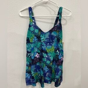 Tropical Blue Woman’s One Piece Bathing Suit